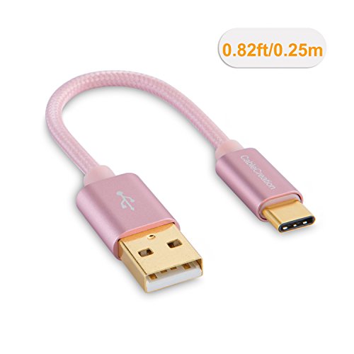 USB Typ C Kabel, cablecreation kurz 0,8 FT geflochten Typ C (usb-c) zu Standard USB-A-Kabel für Nexus 5 x/6P, OnePlus, das neue MacBook 12 Zoll, Lumia 950/950 X L & More, rose gold [Neue Version 56 K Ohm Widerstand] - 2