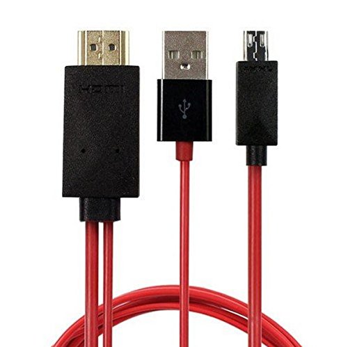 Original AKTrend® OTG & MHL HDTV Adapter Micro USB HDMI Connection Kit Für Samsung S5 , Galaxy SIV S4 GT-I9500 / I9505 LTE / I9506 LTE+ Samsung Galaxy S4 Active GT-I9295 , S3 I9300 I9305 LTE , Design: Diamond Edition rot/ schwarz – bulk - 2