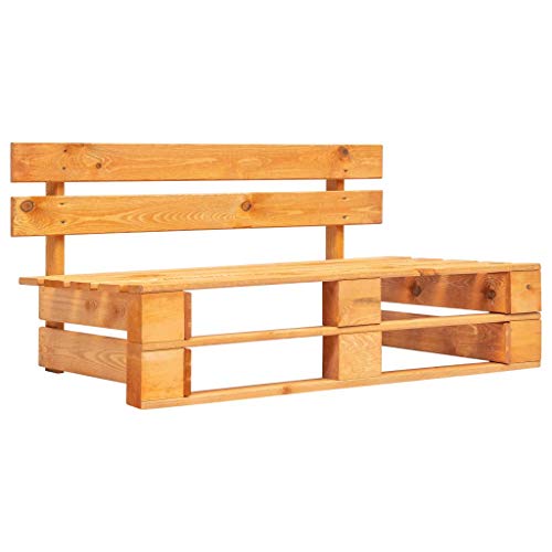 vidaXL Banco Palets Respaldo Jardín Terraza Sofá Palés Exterior Mueble Asiento Pallet Patio o Interior Sillón Madera Pino Impregnada FSC Marrón Miel