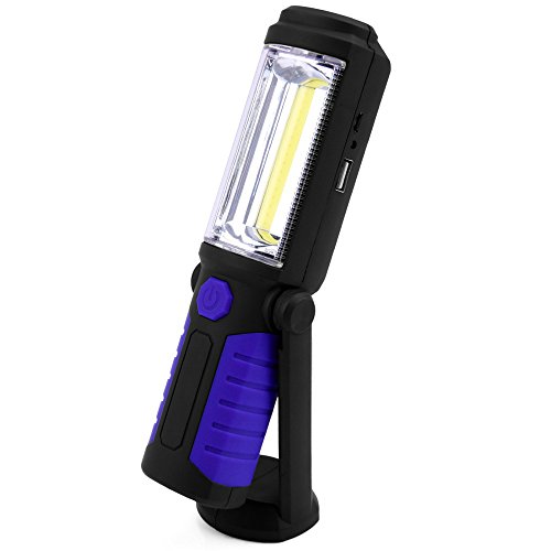 Preisvergleich Produktbild LED Arbeitsleuchte Taschenlampe 650lm Superhelle COB Werkstattlampe Tragbare Arbeitslicht Inspektionslampe Wiederaufladbare für Haushalt Werkstatt Auto Notfall mit Ständer, Haken und Magnetfuß von Zuoao
