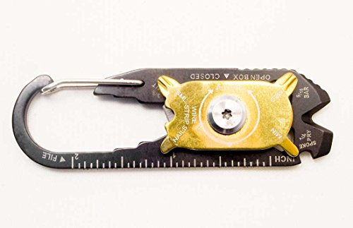 OUTDOOR SAXX 20-in-1 Outdoor Auto Fahrrad Reise Schlüsselanhänger MultiTool Karabiner Tool zB. für Schlüsselbund, Rucksack, Schraubendreher, Schraubenschlüssel, Büchsenöffner, Lineal – Edelstahl - 2