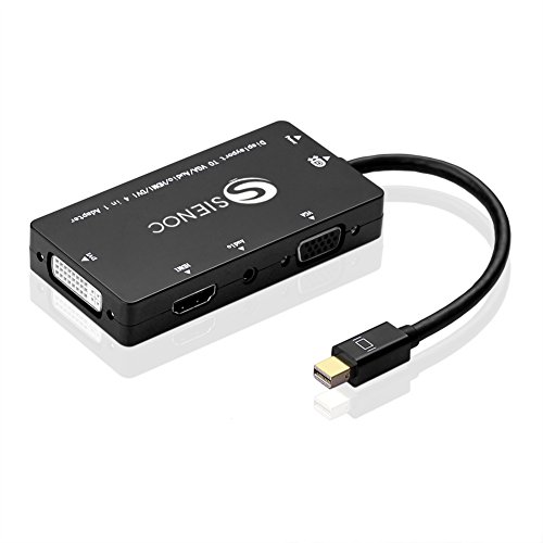 Sienoc 4 in1 Thunderbolt Mini DP zu auf VGA HDMI DVI Audio Kabel Adapter | Mini Display Port Konverter | 3 in 1 MiniDisplay zu VGA HDMI DVI Adapter für Apple MacBook Air, iMac, Mac Book Pro, Mac mini, Microsoft Surface Pro/ Pro 2/ Pro 3
