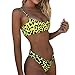 Produktbild QingJiu Frauen Sexy Mode Leopardenmuster Push-Up Gepolsterter BH Strand Bikini Set Badeanzug(Gelb,Small)