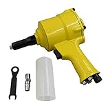 Material: Metall B Baosity Druckluft Blindnietpistole Nietgerät mit Mundstücke 2,4-4,8 mm, Robustes Metallgehäuse - Gelb
