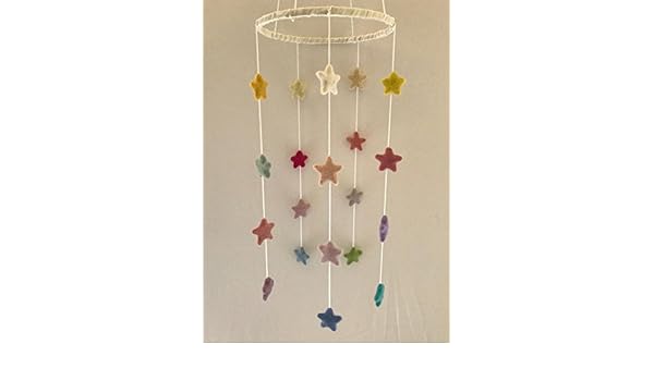 Rainbow Star Mobile Handmade Star Nursery Mobile Handmade