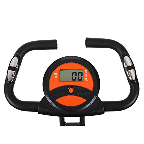 Klarfit X-Bike 700 Ergometer Heimtrainer für Ausdauertraining (faltbar, 8-stufiger Widerstand, bis 100kg, Trainingscomputer, verstellbarer Sattel, Pulsmesser) orange, blau oder grün - 4