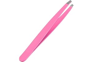 SS INSTRUMENTX Pinzetta Sopracciglia Professionale per Uomini e Donne, Acciaio Inossidabile Punta Inclinata Pinzetta Sopracciglia per Rimozione peli Precisione, Impugnatura Antiscivolo (Rosa)