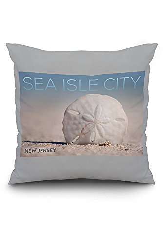 Sea Isle City, New Jersey - Sand Dollar on Beach (20x20 Spun Polyester Pillow Case, Custom Border)