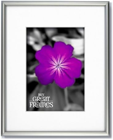 SET of 3 - 11x14 Frosted Silver Aluminum Metal Picture Frame and Glass with Single White Mat for 8x12.
