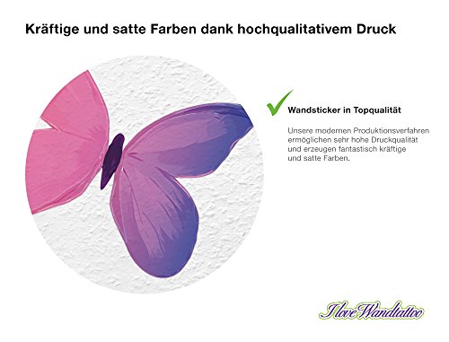 I-love-Wandtattoo WAS-10070 Kinderzimmer Wandsticker Set A4 „Aquarell Schmetterlinge für Mädchen in Pink“ 20 Stück zum Kleben Wandtattoo Wandaufkleber Sticker Wanddeko - 2