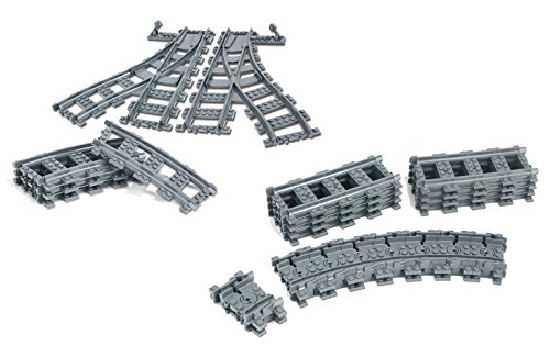 Modbrix 30 teiliges City Bausteine Schienen Set bestehend aus Flexible Schienen und Weichen, kompatibel mit L*go thumbnail