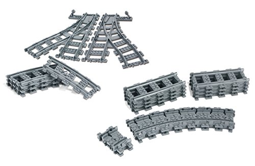 Modbrix 30 teiliges City Bausteine Schienen Set bestehend aus Flexible Schienen und - Lego Eisenbahn City Brücke