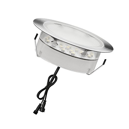 QACA LED Einbauleuchten Bodeneinbaustrahler Außen Wasserdicht IP67 2,5W Ø80mm Treppenstufen Garten Terrasse - 7