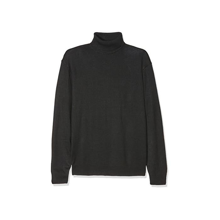 Brown Men's Roll Neck Turtleneck, Black 