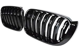 TOOWGM Un par para BMW F25 F26 X3 X4 2014-2018 parachoques brillante negro mate Color M 2 línea Slat Racing Grill parrilla delantera para riñón (negro brillante)