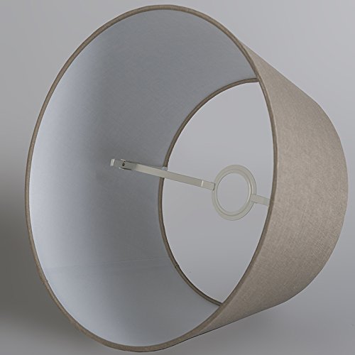QAZQA Leinen Lampenschirm 35cm rund DS E27 leinen taupe , Rund konisch Schirm Pendelleuchte, Schirm Stehleuchte, - 5