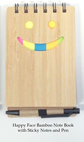 Note Book and Pen with Sticky Notes - Made from Bamboo and Recycled Paper (Happy Smiley Face)