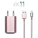Produktbild iprotect Ladekabel + Netzteil Set für Apple iPhone 5 5s 5c SE, iPhone 6 6 Plus 6s 6s Plus, iPhone 7 7 Plus, iPhone 8 8 Plus, iPhone X XS XR, iPad in Rosegold