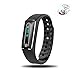 Produktbild XinYuan Fitness Tracking Uhr, Bluetooth 4.0 HB02 Wireless Tracker Smart Armband Und Herzfrequenz-Monitor Und Pedometer Anruf SMS Erinnerung IOS Android Armbanduhr Wasserdicht ( Farbe : Schwarz )