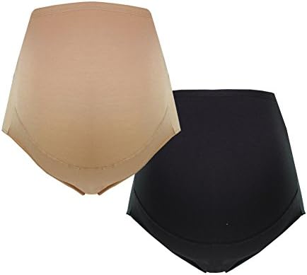 Herzmutter Maternity- Pregnancy Slip-Briefs, for Women, Single-Pack of 3 Packs, Made of Cotton-Modal, Black and White Beige (5100)