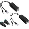 GeeekPi 2-Pack Active PoE Power Over ethernet Splitter Adapter 48V to 12V,IEEE 802.3af Compliant 10/100Mbps PoE Splitter with 12V Output for IP Camera,Wireless Access Point and VoIP Phone