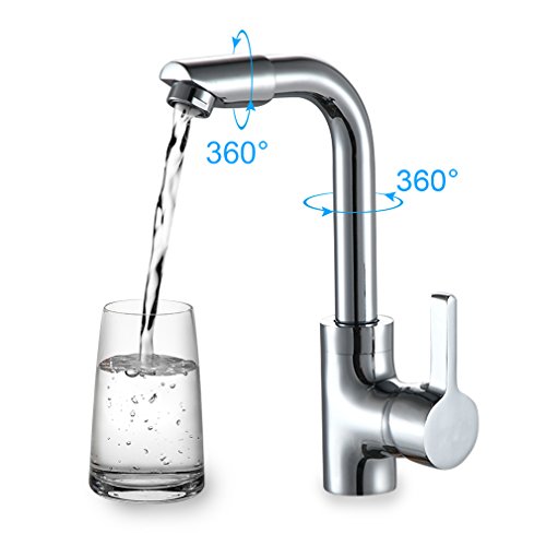 Auralum® 360° Drehbar Wasserfall Mischbatterie Armatur Chrom Wasserhahn für Küche Küchenamatur Waschbecken - 5