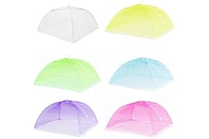 ZIRANEE Coprivivande,6 PCS Copri Alimenti in Rete Copertura per Alimenti Pop-up Coperture per Alimenti 14 Pollici Pieghevoli Schermo Piatto per Cucina Aperto Schermi Feste Picnic Barbecue Bianco
