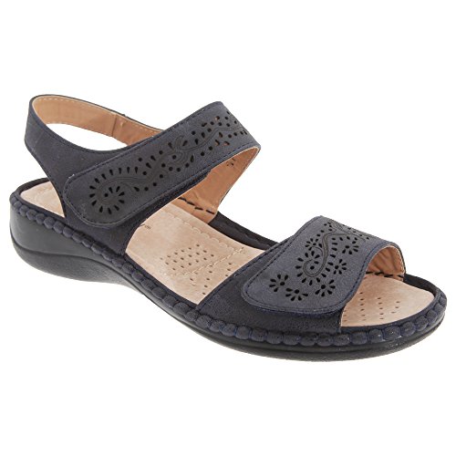 Boulevard- Sandalias con Tira Trasera y Cierre de Velcro para Mujer (EUR 38/Azul Marino)