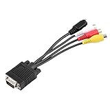 vga video splitter 4 port Standard Sub-D VGA-Eingang. WOSOSYEYO Schwarz 1pc 3 RCA-Buchse Konverter-Kabel New VGA zu Video TV-Ausgang S-Video-AV-Adapter Datum-Großhandel