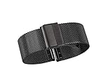 Luxus-High-End-Mode-Uhr-Mesh-Band Metall milanese Band Deluxe Ersatzarmband für Uhren mit Fester Sicherheit Faltschließe, Edelstahl 316l, für Männer und Frauen schwarz