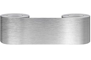 GUEST RUYUNLAI Bordi Per Carta Da Parati Autoadesivi Rimovibile Per Cucina Bagno Piastrelle Adesivo Per Pareti Autoadesiva Argento spazzolato 12cm X 500cm
