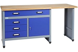Küpper Banco da lavoro modello 12037, larghezza 170 cm, colore blu oltremare