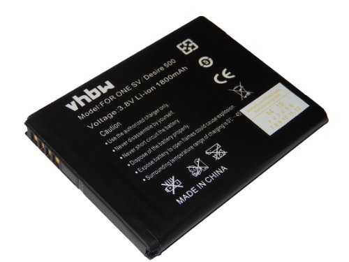Batteria vhbw 1800mAh per Smartphone HTC One SV Desire 500 C520e come BA-S890 BM60100 35H00202-02M 35H00202-03M 35H00201-04M 35H00201-16M.