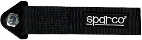 Sparco Black Universal Tow Strap + M14 Bolt and Nut Drift Tow Strap Recovery and Towing Strap
