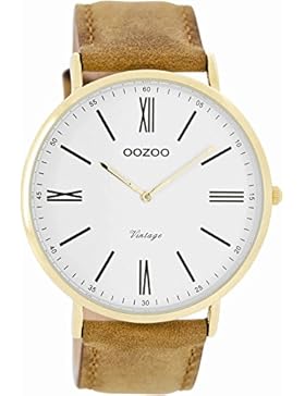 Oozoo Vintage Ultra Slim Leder 44 MM Gold/Weiss/Braun C7700