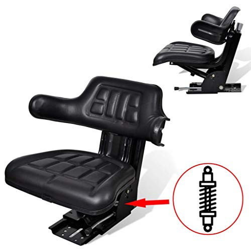 vidaXL Asiento Silla de Tractor con Reposabrazos Suspensión Impermeable Comoda