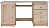 4 Schubladen Schreibtisch Kiefer massiv Vollholz natur Junco 187 - Abmessung 75 x 140 x 55 cm