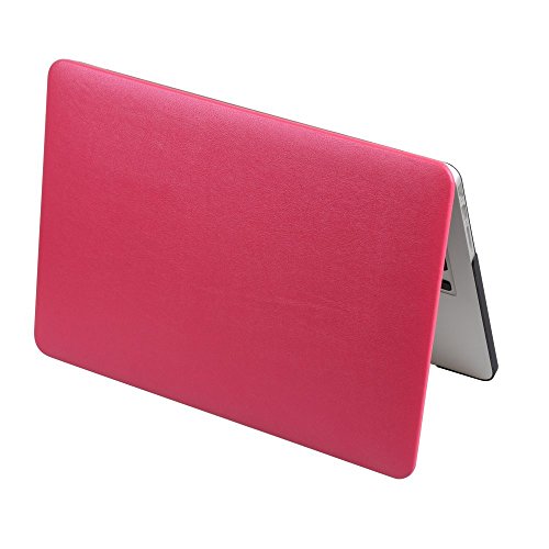 HASESS Seidig Glatt Sanfte Berührung Harte Schale Hülle Abdeckung PU-Leder Coated Snap-on Schale Abdeckung Laptop Folio Haut Hülsen für Apple Macbook Pro 13″ A1425 A1502 mit Retina + Klar TPU EU/UK Tastatur Abdeckung + Klar LCD-Schirm-Schutz – Rosa - 2