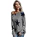 Produktbild Damen Pullover Btruely Frau Herbst Trägerlos Sweatshirt Mode Langarm Sexy Tops (S, Grau)
