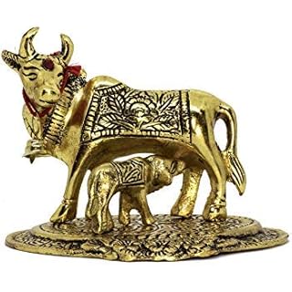 Aadit Crreation Prosper Kamdhenu Oxidised Gold Brass Finished Like Cow and Calf