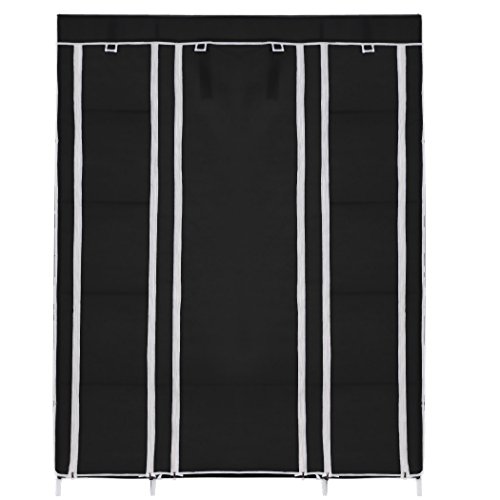 Homdox Kleiderschrank Garderobe Stoffschrank Faltschrank Campingschrank ,150x175x45 CM ,Schwarz - 4