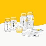 Botellas biberón de Medela y bolsas de almacenamiento de Medela para guardar y congelar la leche materna.