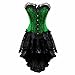 Produktbild Vollbrust Leder Spitzen schnüren Corsage Korsett Kleid Unregelmäßig Steampunk Corsagenkleid Bustier Rock Halloween Burlesque Grün Schwarz 5XL