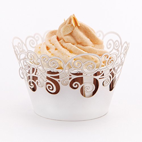 *Versand aus Deutschland* 50 Tlg. Kuchen Cupcake Wrapper Verpackung Dekoration Muffin Hülle Wave Motive für Hochzeit Party Cupcake Dekoration Muffinförmchen Neu - 4