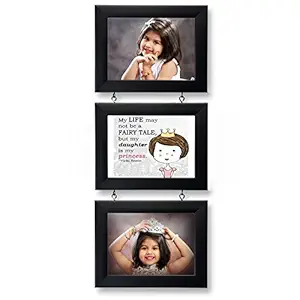 AJANTA ROYAL A-55A Synthetic Wood 3 Drop-Down Photo Frame (5x7inch, Black)