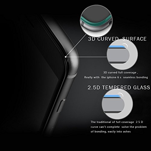 MarvTek Full Cover Vidrio Cristal Templado Completo curvo 3D para iPhone 6 6s 4 7    3D Touch Compatible  Protector de Pantalla Completa 3D para iPhone 6   6s 4 7   Negro  