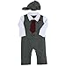 iiniim Baby Newborn Boys Gentleman Striped Romper+Hat+Necktie Outfits Formal Costumes Gray 3-6 Months