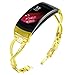 Produktbild Mumuj Edelstahl Kette Stil Armband, Edelstahlarm Metall Kreuzbohrer mit Faltschliesse Smart Watch Unisex Ersatzband Band Uhrenarmband für Samsung Gear Fit 2 / Fit 2Pro (Gold)