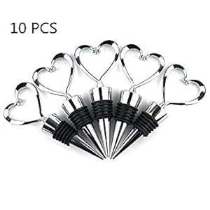 Lovelyou Stainless Steel Love Design Heart Shape Wine and Beverage Bottle Stoppers (Set of 10)