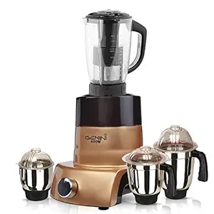 Gemini Gold Color 600Watts Mixer Grinder with 4 Jar (1 Juicer Jar with Filter (1250ML), 1 Large Jar, 1 Medium Jar and 1 Chutney Jar)